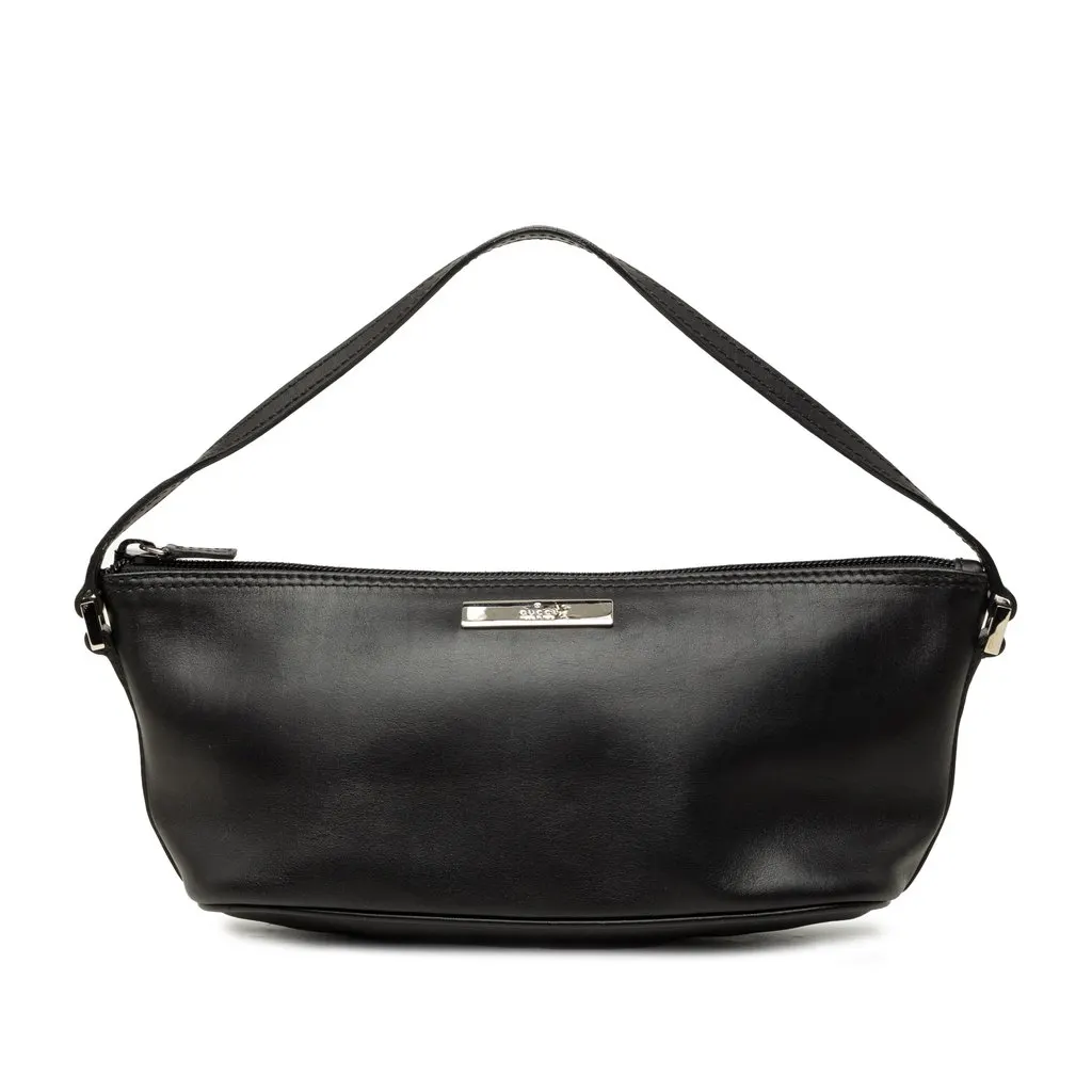 Gucci Leather Boat Black Leather Good - Front View
