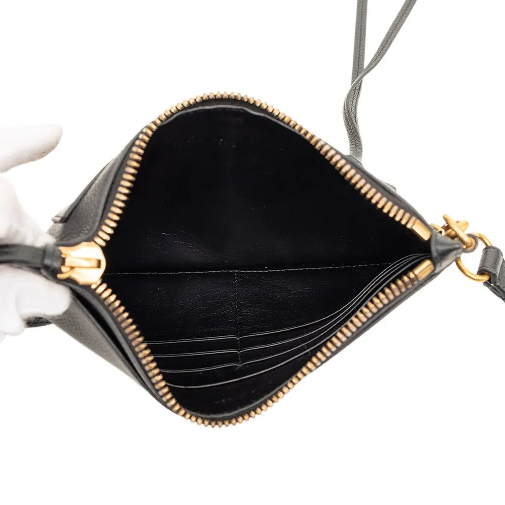 Balenciaga Grained Calfskin Neo Classic Pouch XS Black Leather Very good - Model View