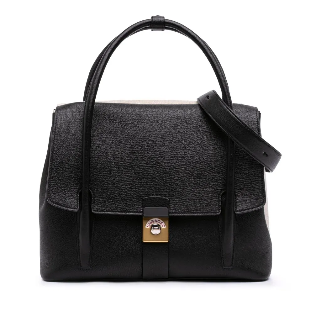 Maison Margiela Bicolor Goatskin and Canvas New Lock Horizontal Satchel