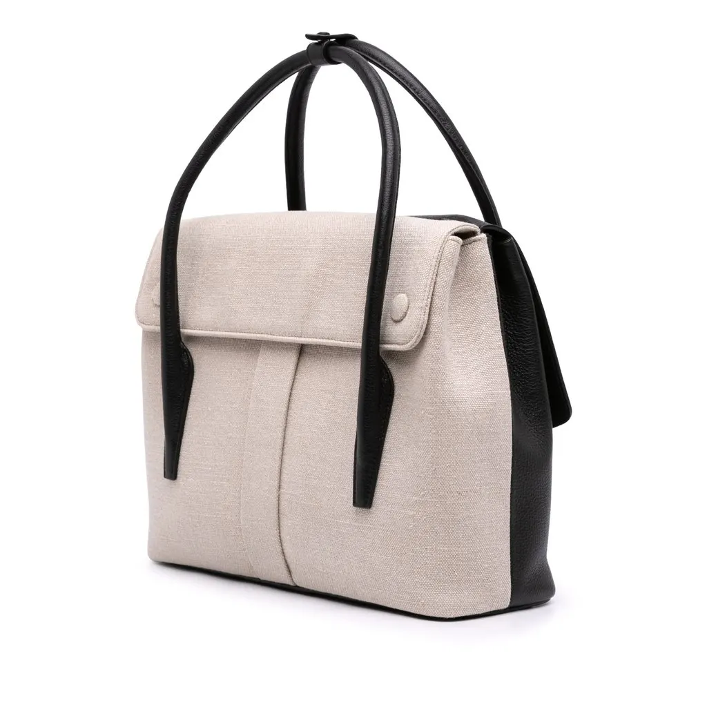 Maison Margiela Bicolor Goatskin and Canvas New Lock Horizontal Satchel Black Leather Very good - Back View