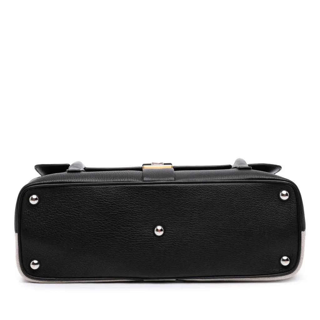 Maison Margiela Bicolor Goatskin and Canvas New Lock Horizontal Satchel Black Leather Very good - Inside View