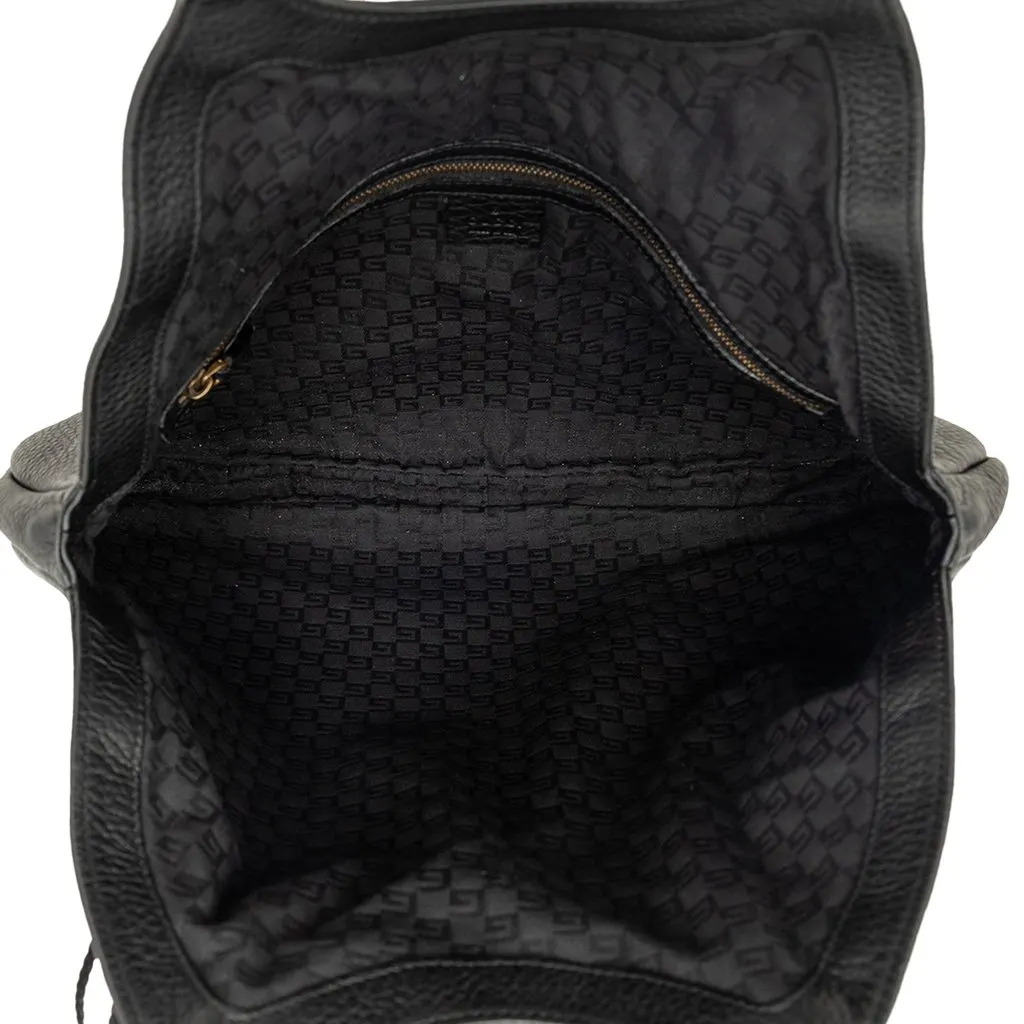 Gucci Pebbled Calfskin Bamboo Hobo Black Leather Very good - Model View