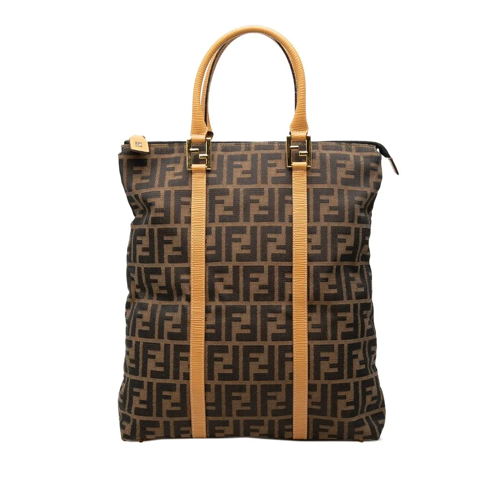 Fendi Zucca Canvas Tote Brown Canvas Good - Front View