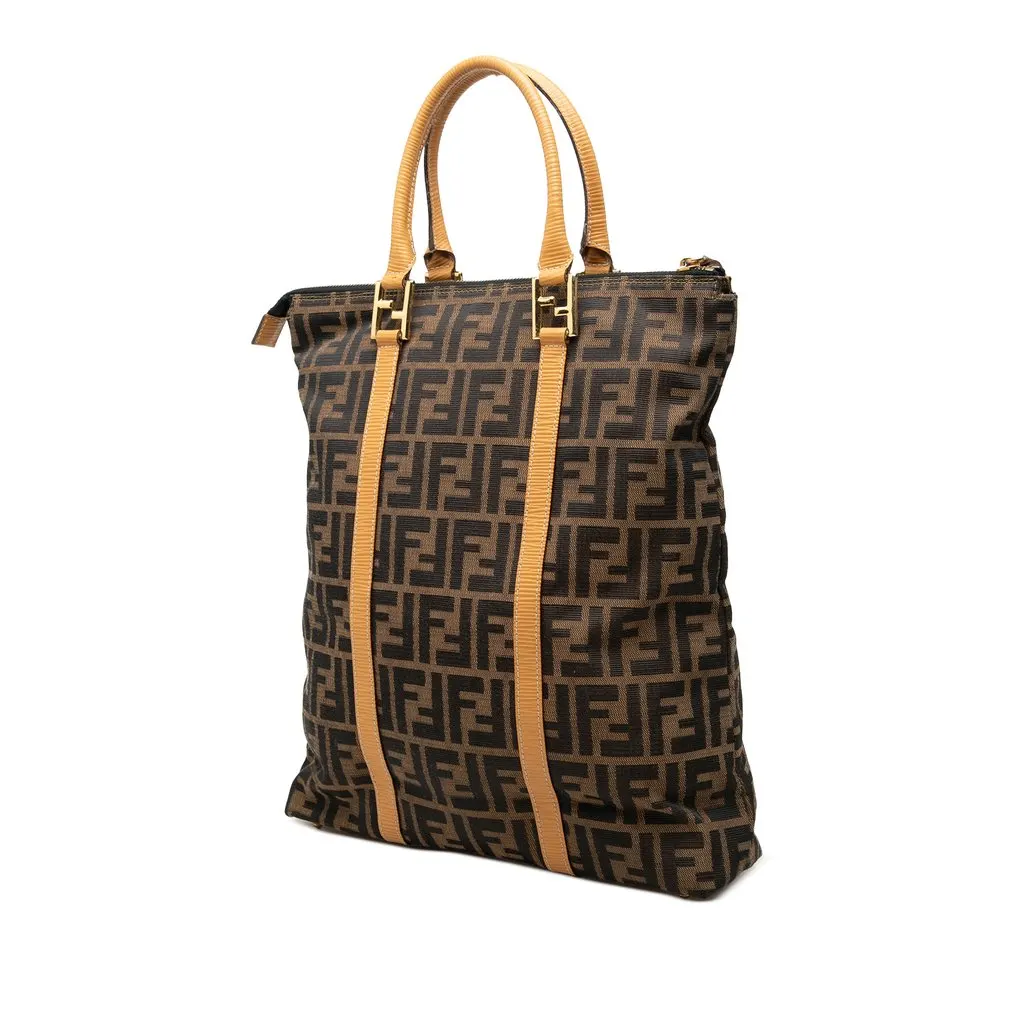 Fendi Zucca Canvas Tote Brown Canvas Good - Back View