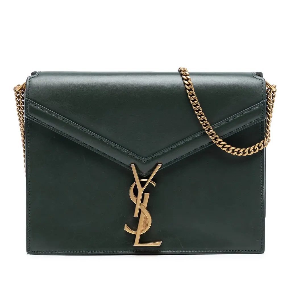 Saint Laurent Smooth Calfskin Monogram Cassandra Clasp Bag Green Leather Very good - Front View