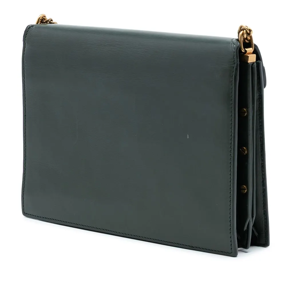 Saint Laurent Smooth Calfskin Monogram Cassandra Clasp Bag Green Leather Very good - Back View