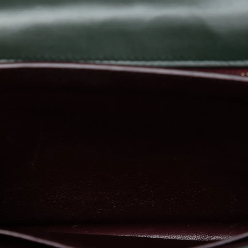 Saint Laurent Smooth Calfskin Monogram Cassandra Clasp Bag Green Leather Very good - Model View