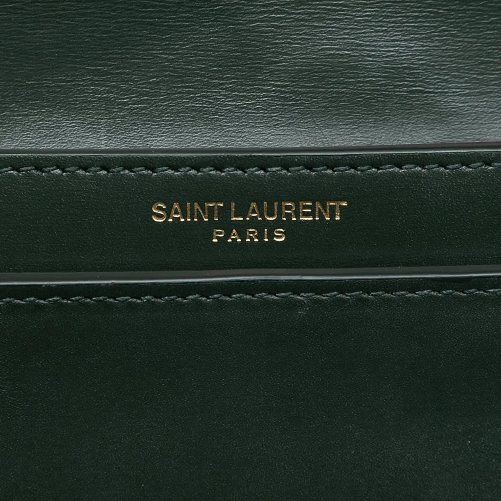 Saint Laurent Smooth Calfskin Monogram Cassandra Clasp Bag Green Leather Very good - Box View