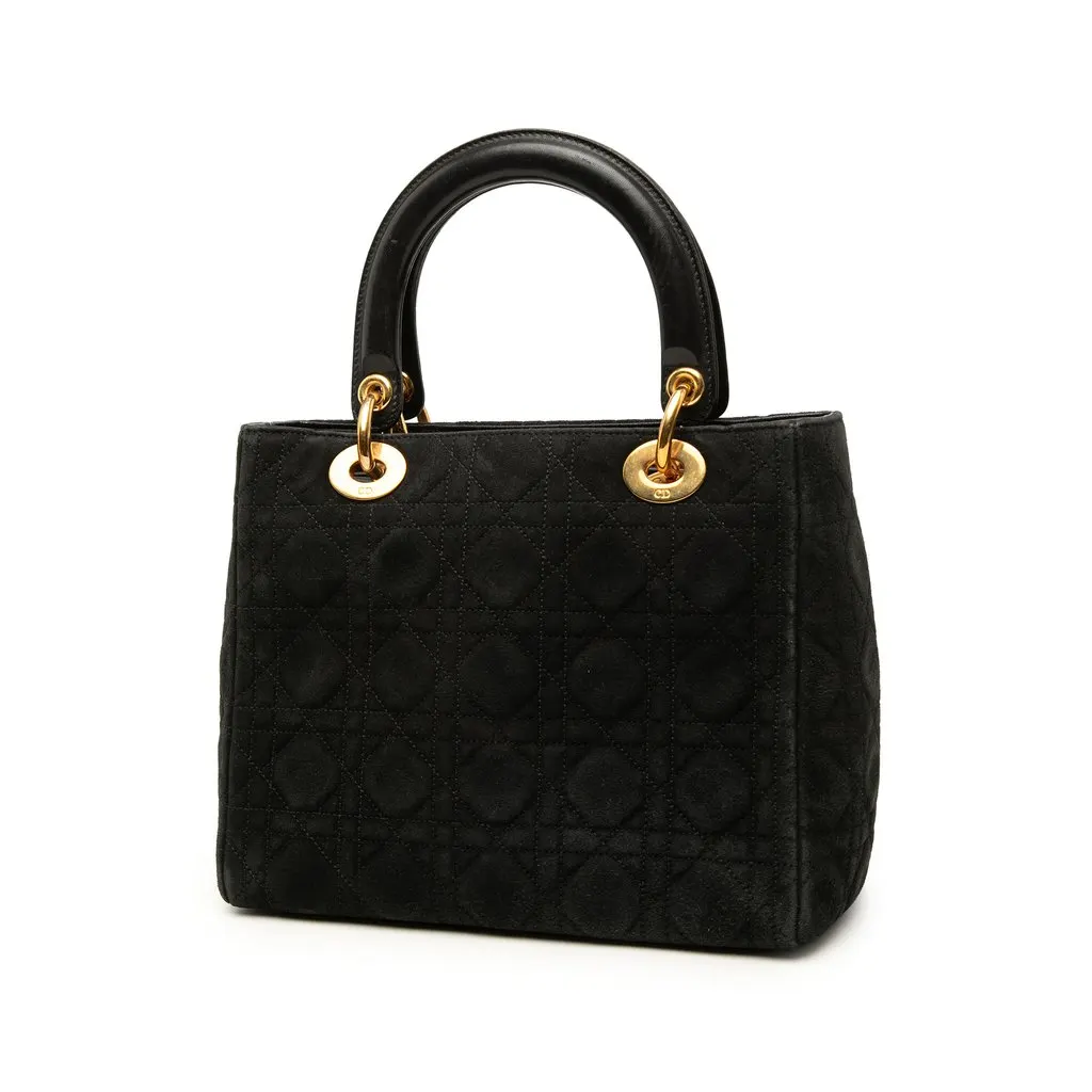 Dior Medium Suede Cannage Lady Dior Black Leather Very good - Back View
