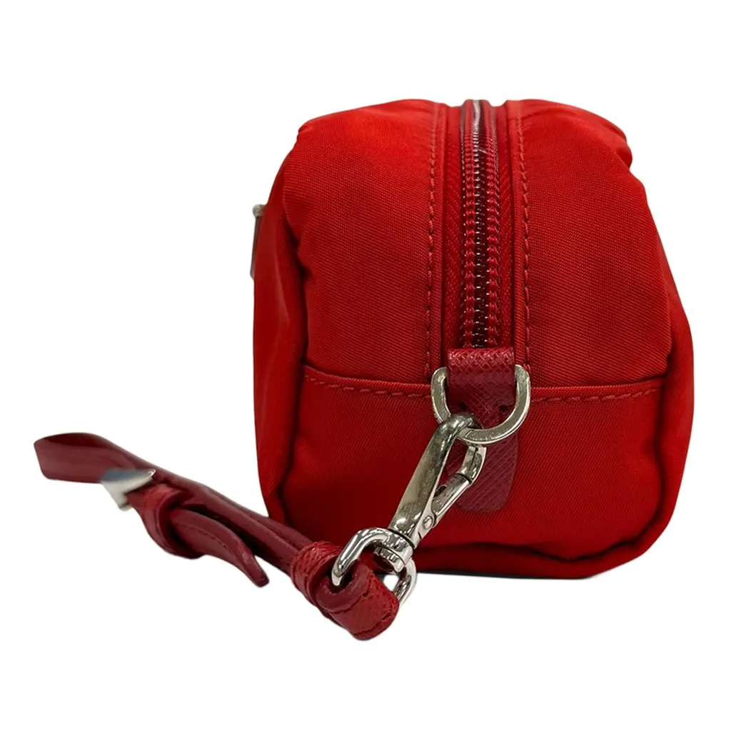 Prada Tessuto Cosmetic Pouch Red Very good - Model View