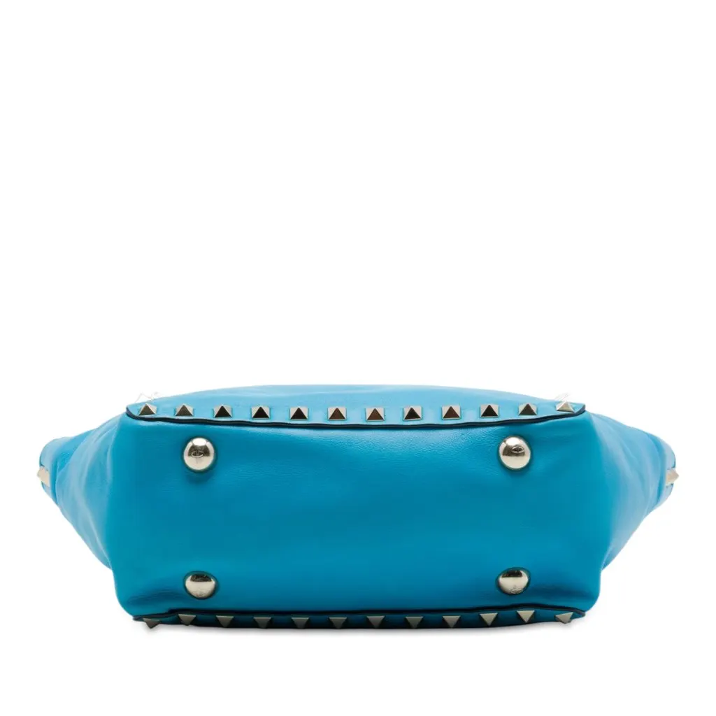 Valentino Mini Leather Rockstud Trapeze Satchel Blue Leather Very good - Inside View