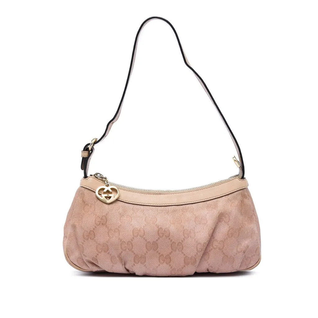 Gucci GG Canvas Lovely Heart Pochette Pink Very good - Front View