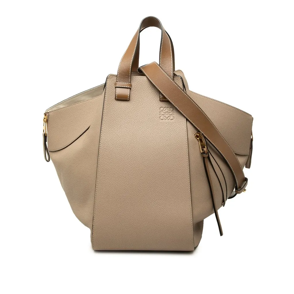 Loewe Medium Grained Calfskin Hammock Satchel Beige Leather Very good - Front View