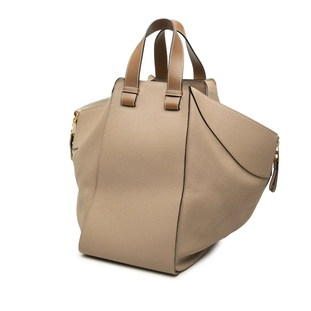 Loewe Medium Grained Calfskin Hammock Satchel Beige Leather Very good - Back View