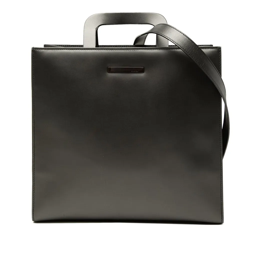 Gucci Tom Ford Calfskin Convertible Tote Black Leather Very good - Front View