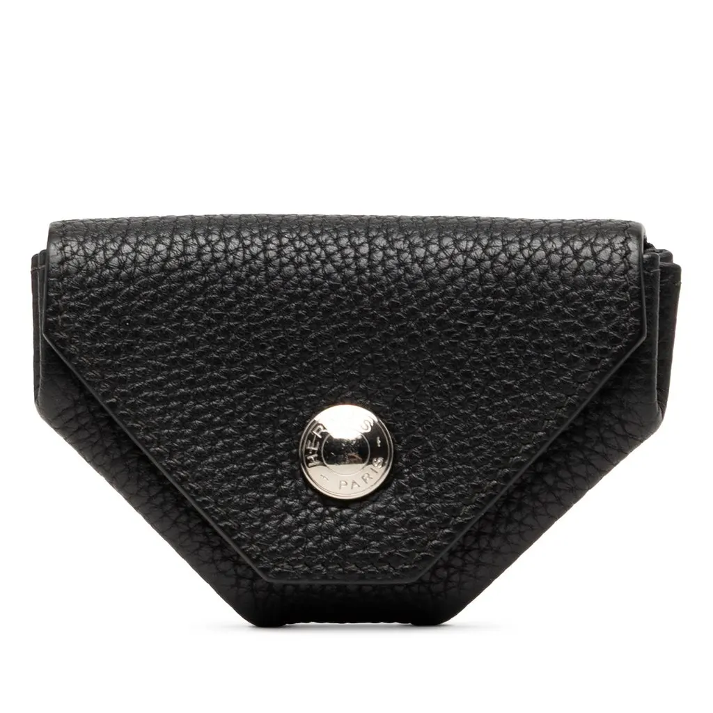 Hermès Chevre Le Vin Quatre Coin Purse Black Leather Very good - Front View