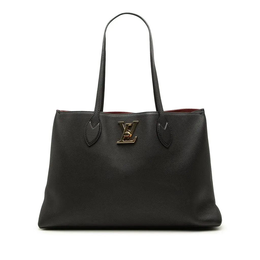 Louis Vuitton Leather Lockme Shopper Tote Black Leather Very good - Front View