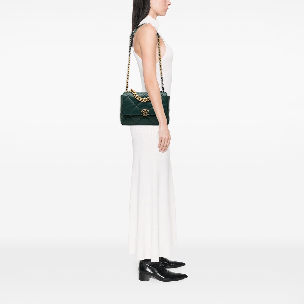 Chanel Large Lambskin 19 Flap Green | Libas Collective
