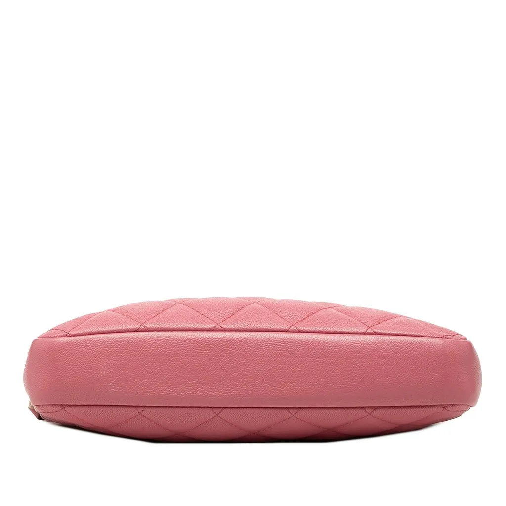 Chanel Quilted Lambskin Mademoiselle Vintage Double Zip Clutch with Chain Pink Leather Very good - Inside View