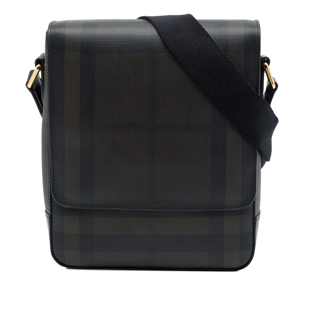 Burberry Smoked Check Coated Canvas Greenford Messenger Bag MultiColor Canvas Very good - Front View