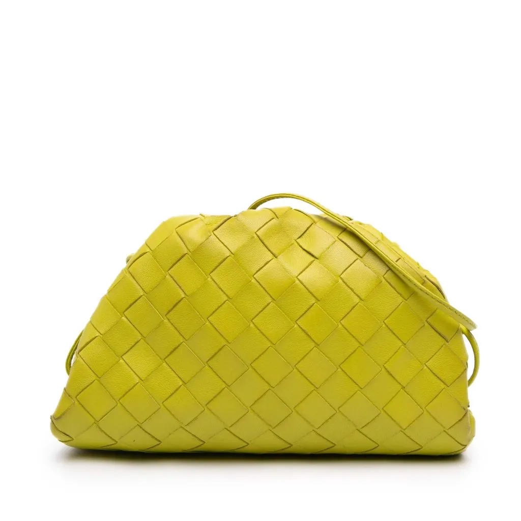 Bottega Veneta Nappa Intrecciato The Mini Pouch Crossbody Yellow Leather Very good - Front View
