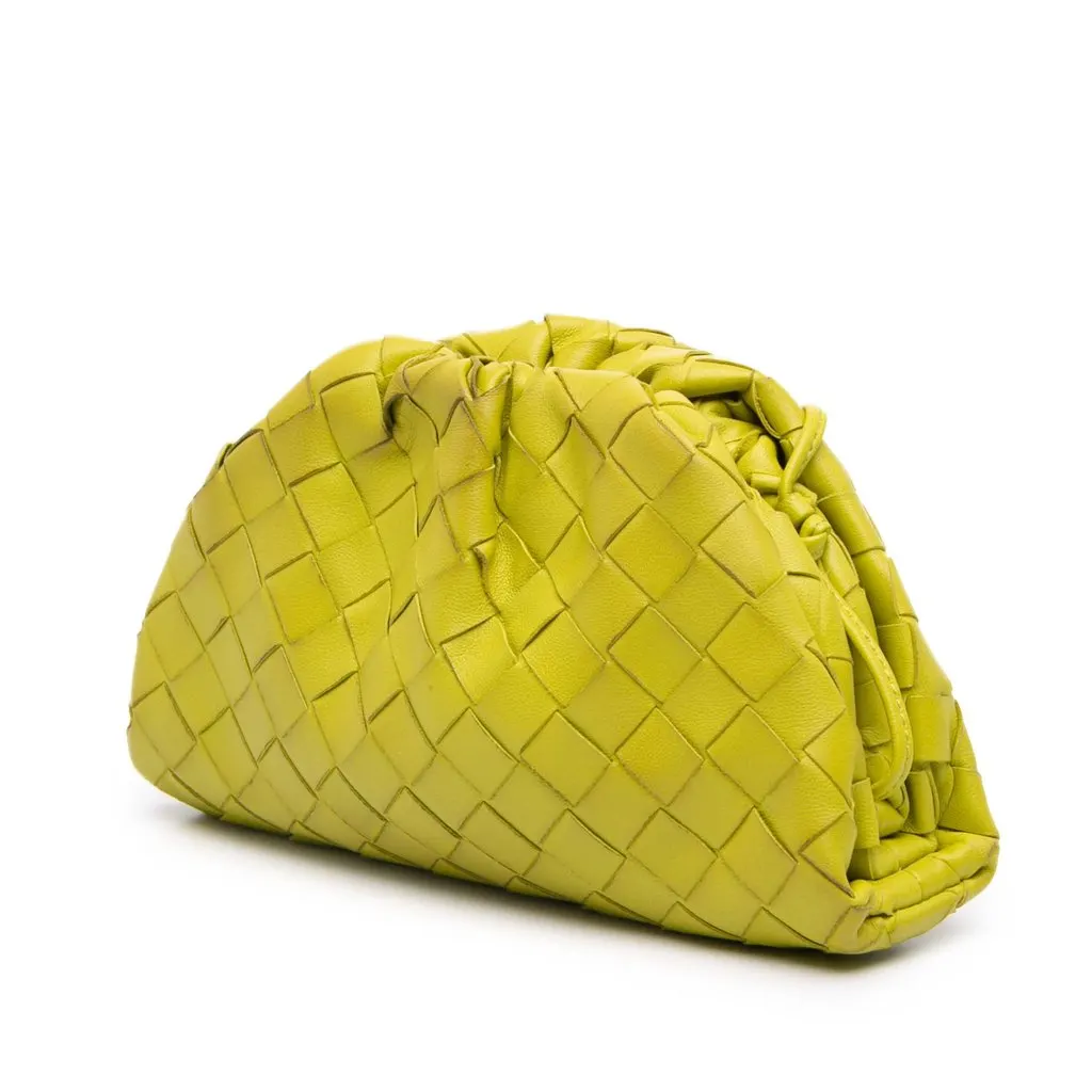 Bottega Veneta Nappa Intrecciato The Mini Pouch Crossbody Yellow Leather Very good - Back View