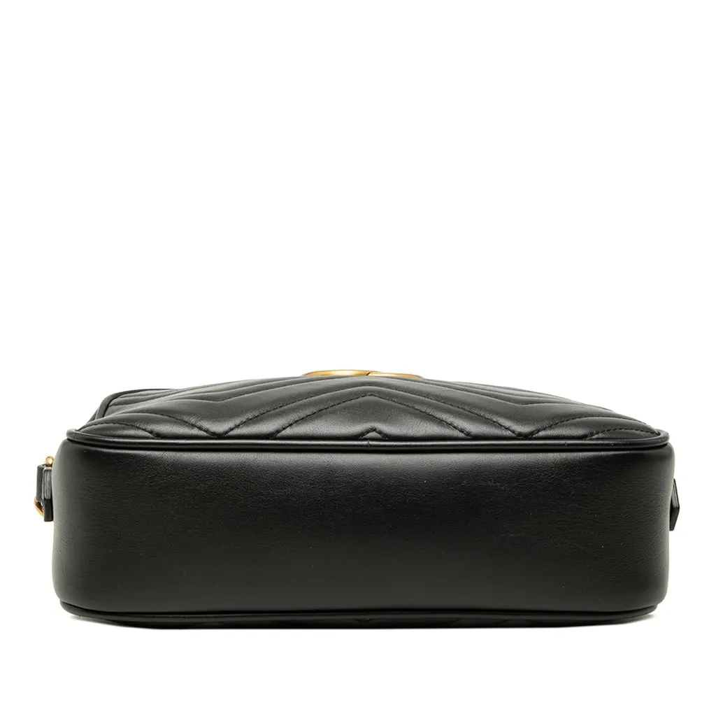 Gucci Small GG Marmont Matelasse Calfskin Crossbody Black Leather Good - Inside View