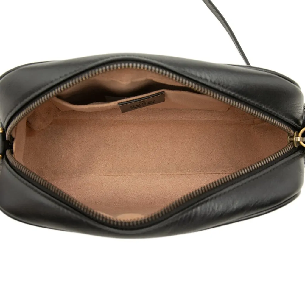 Gucci Small GG Marmont Matelasse Calfskin Crossbody Black Leather Good - Model View