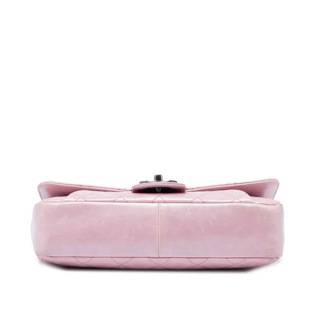 Chanel Medium Quilted Metallic Calfskin Coco Pleats Chain Flap Pink Leather Very good - Inside View