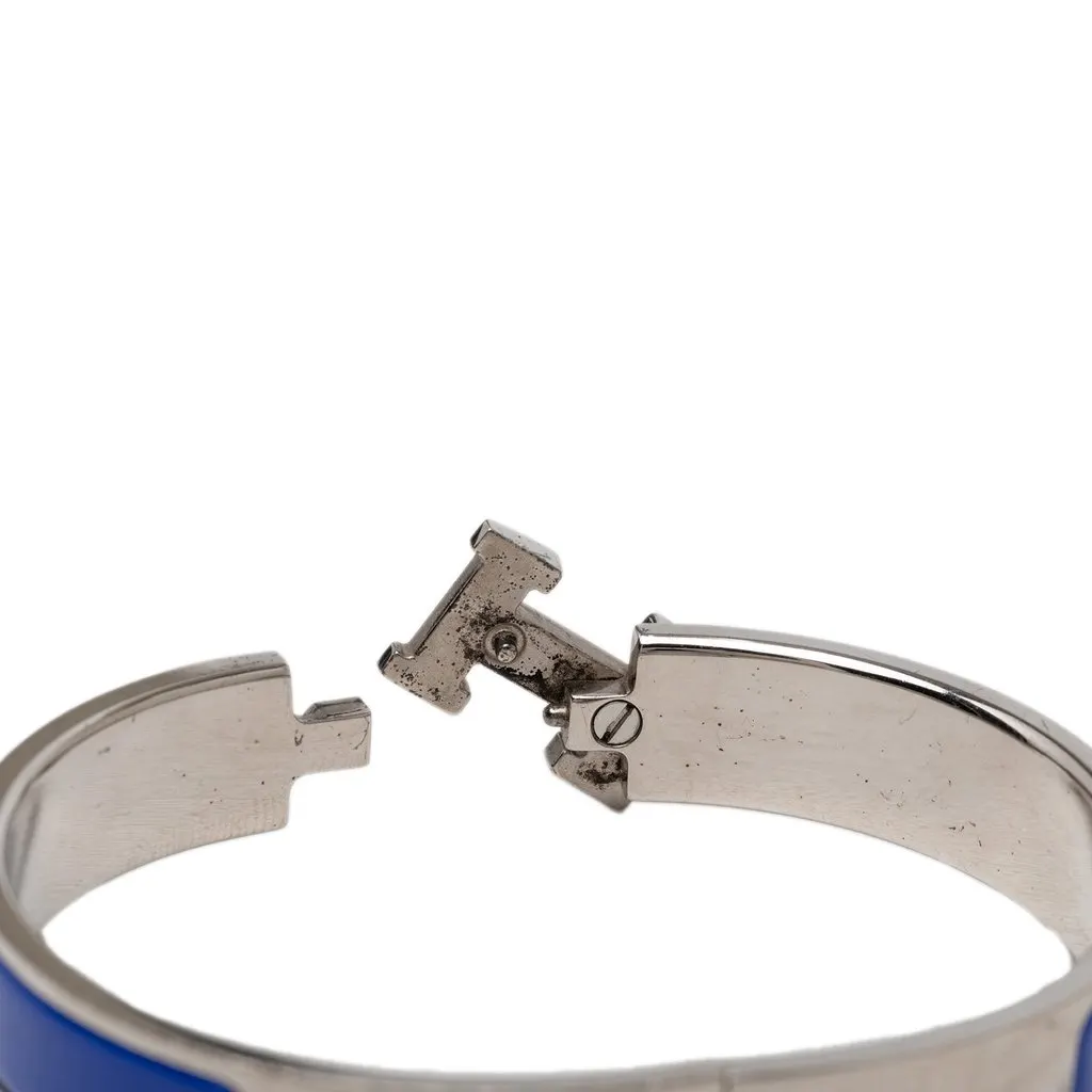 Hermès Narrow Enamel Clic H Bracelet GM Blue Very good - Model View