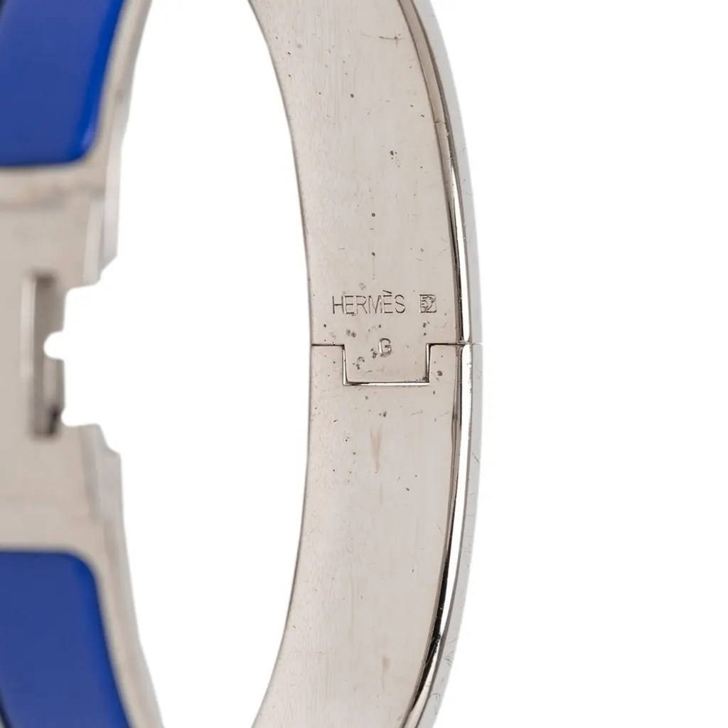 Hermès Narrow Enamel Clic H Bracelet GM Blue Very good - Box View