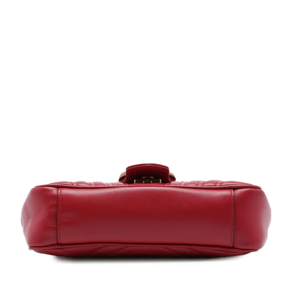 Gucci Small GG Marmont Matelasse Calfskin Shoulder Bag Red Leather Very good - Inside View