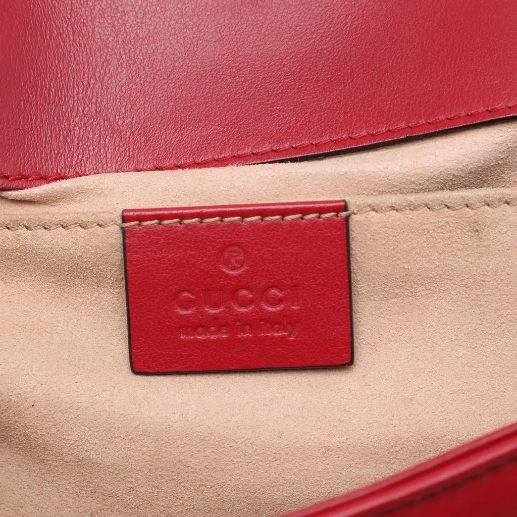 Gucci Small GG Marmont Matelasse Calfskin Shoulder Bag Red Leather Very good - Box View