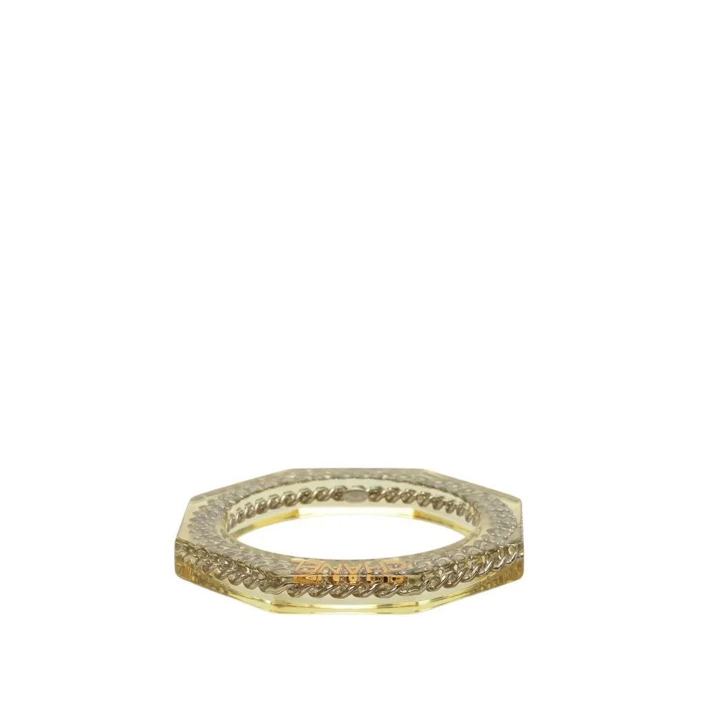 Chanel Resin and Gold Plated Octagonal Bangle White Plastic Very good - Front View