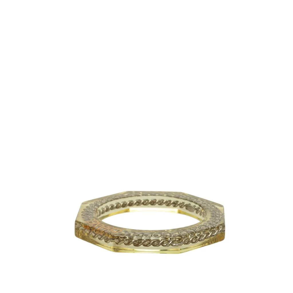 Chanel Resin and Gold Plated Octagonal Bangle White Plastic Very good - Back View