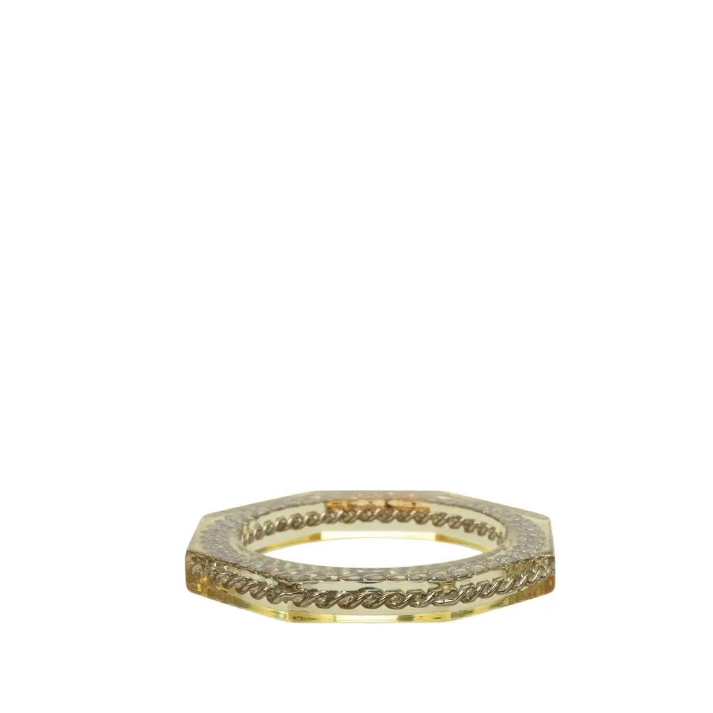Chanel Resin and Gold Plated Octagonal Bangle White Plastic Very good - Inside View