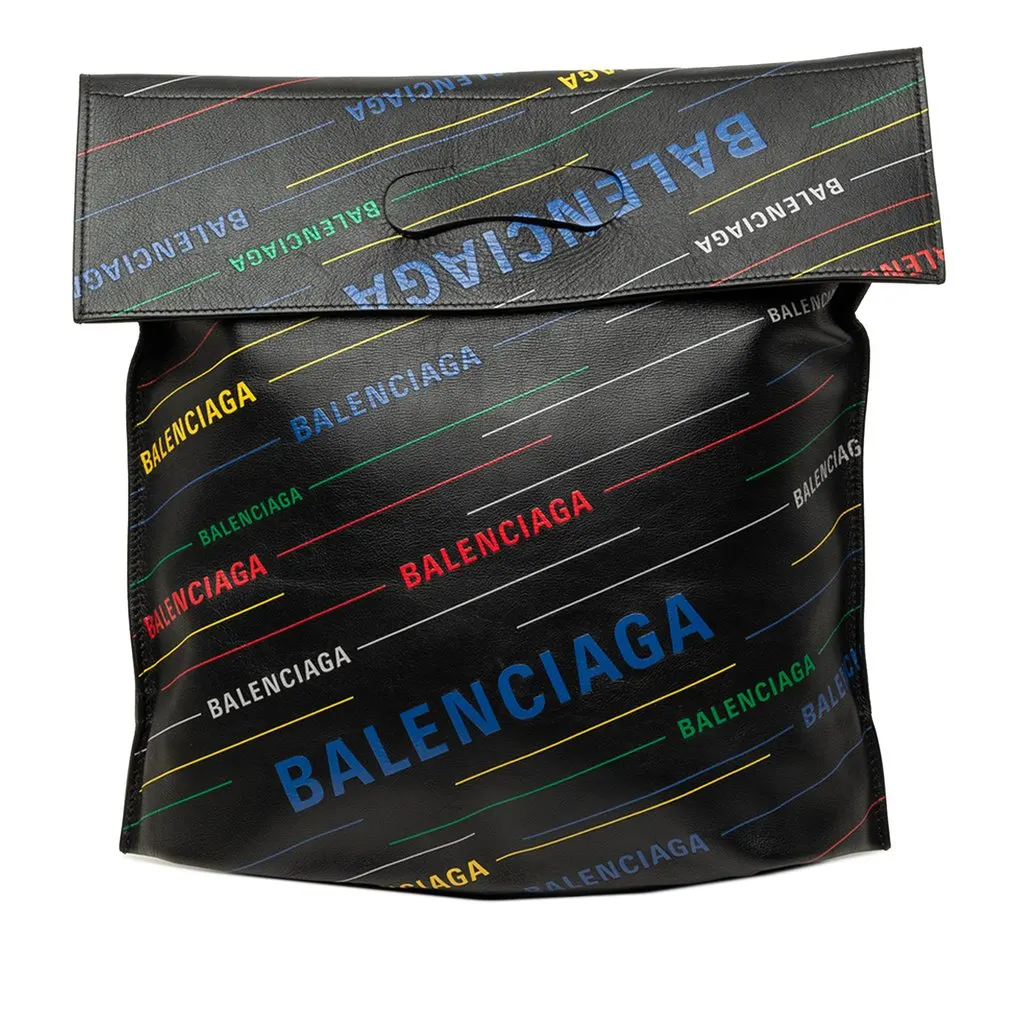 Balenciaga Calfskin Allover Logo Shopper Tote