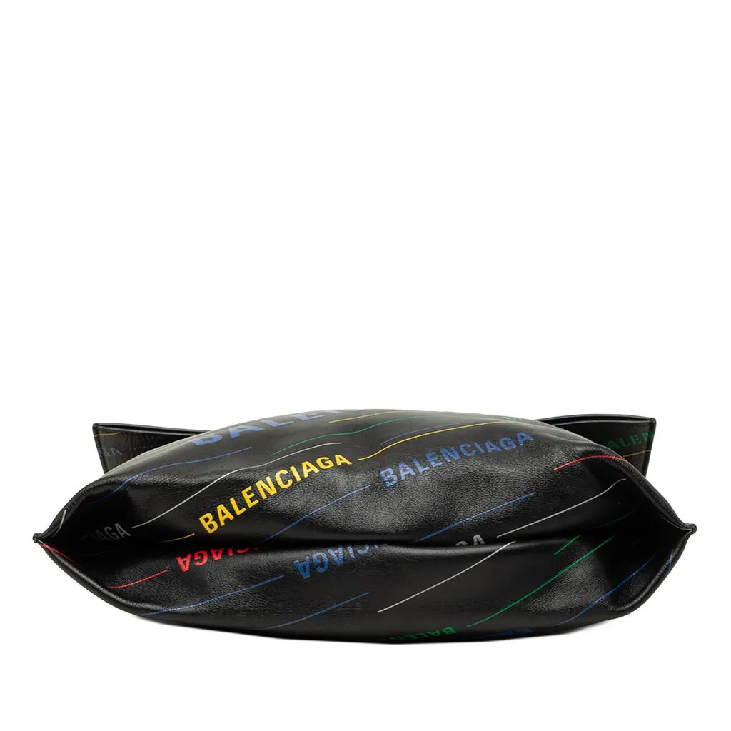 Balenciaga Calfskin Allover Logo Shopper Tote Black Leather Good - Inside View