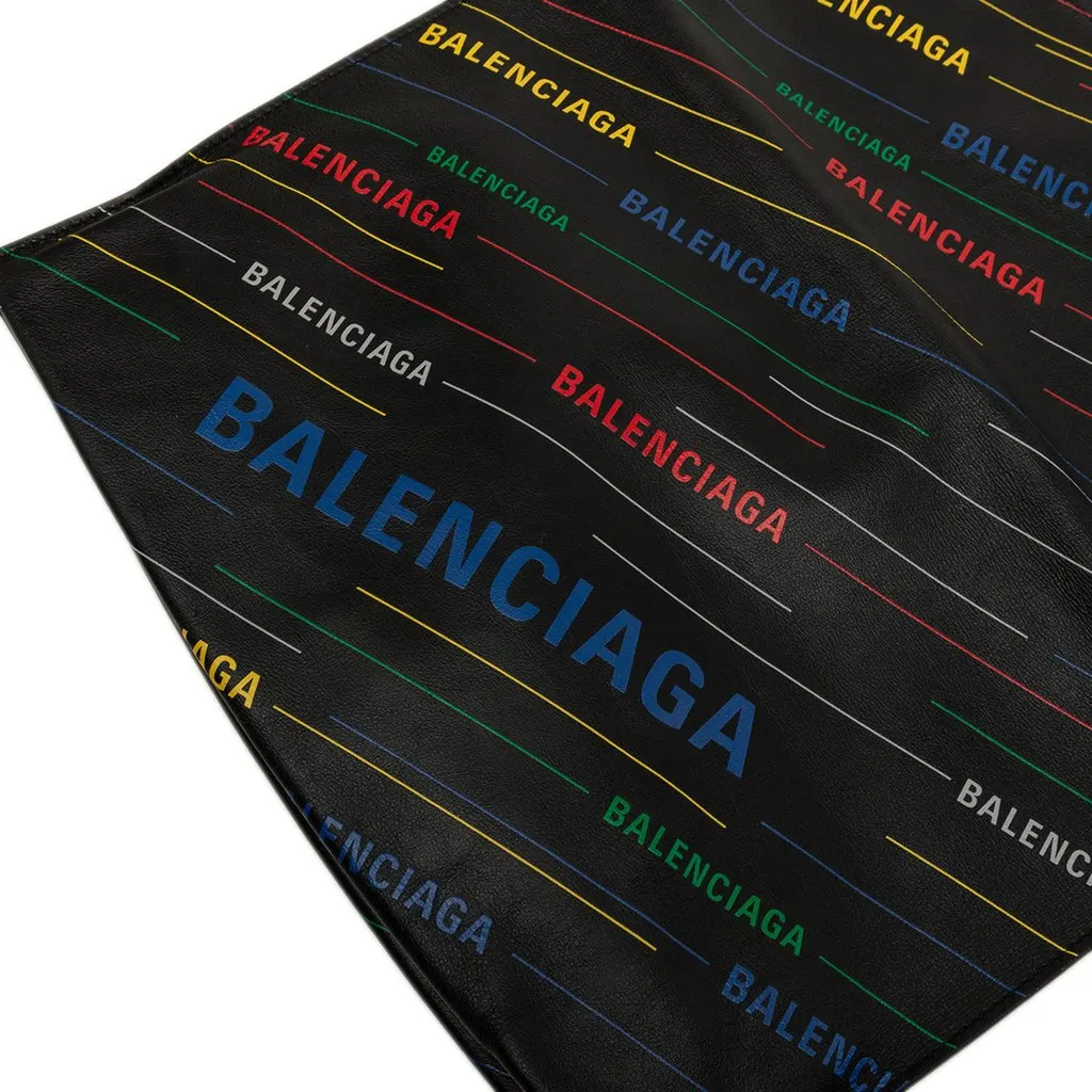 Balenciaga Calfskin Allover Logo Shopper Tote Black Leather Good - Box View