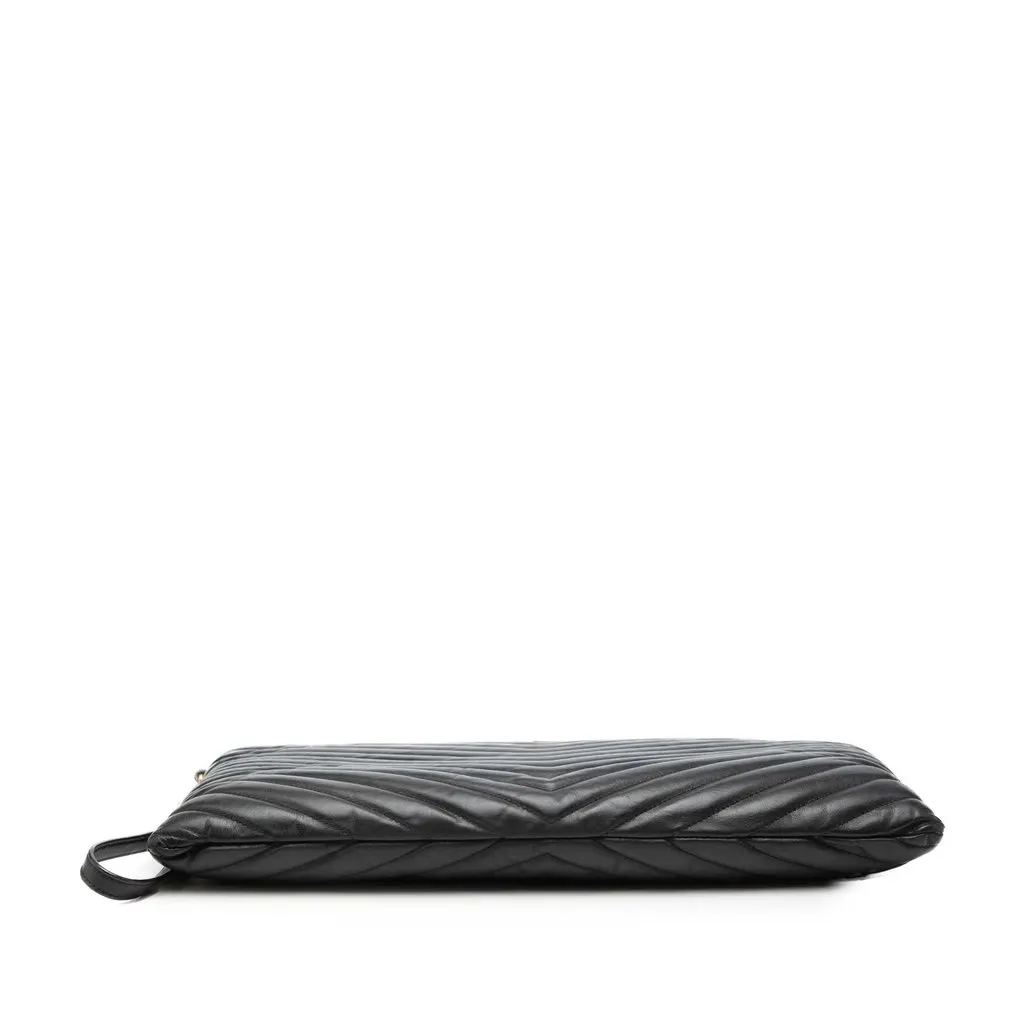 Saint Laurent Chevron Leather Monogram Document Holder Black Leather Very good - Inside View