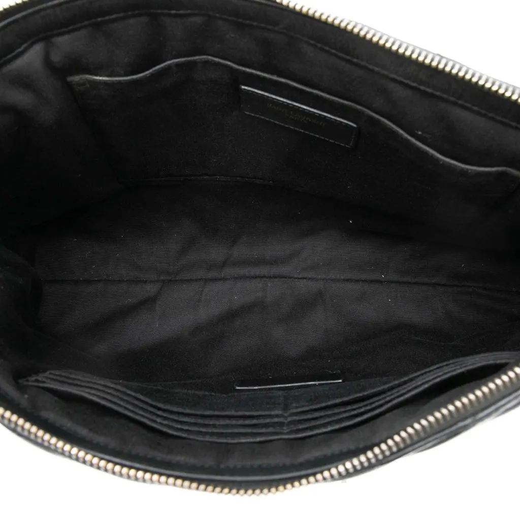 Saint Laurent Chevron Leather Monogram Document Holder Black Leather Very good - Model View