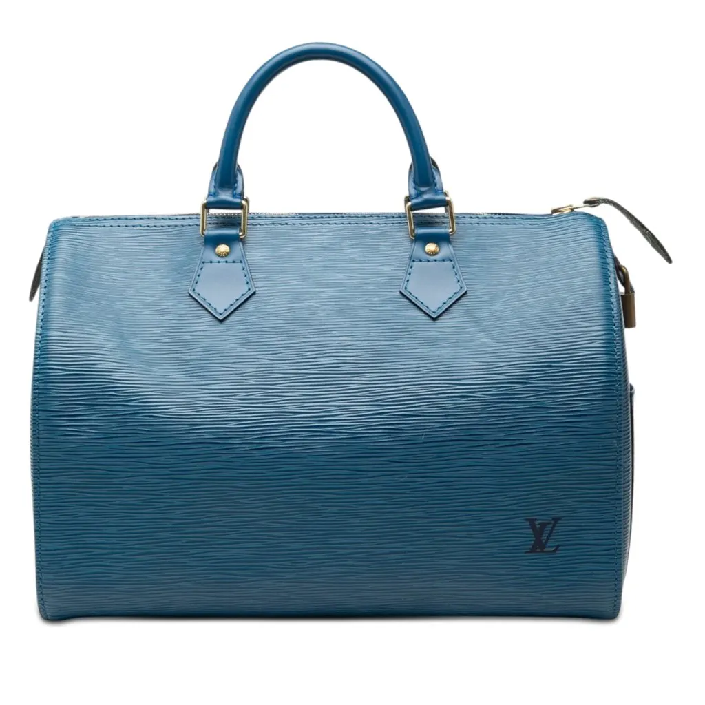 Louis Vuitton Epi Speedy 35 Blue Leather Very good - Front View
