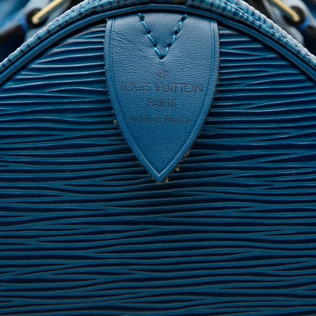 Louis Vuitton Epi Speedy 35 Blue Leather Very good - Box View