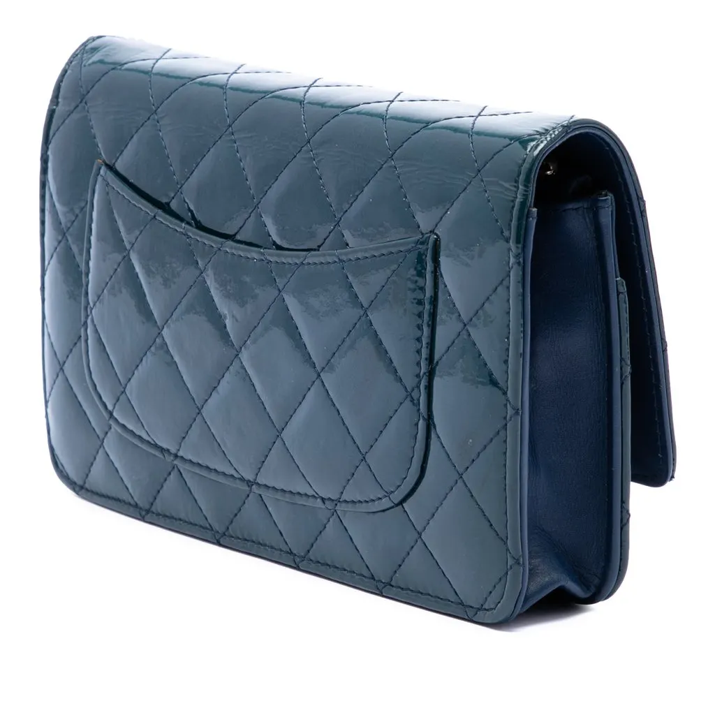 Chanel Quilted Patent Reissue 2.55 Wallet On Chain Blue Leather Very good - Back View