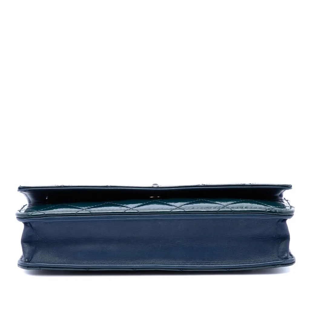 Chanel Quilted Patent Reissue 2.55 Wallet On Chain Blue Leather Very good - Inside View