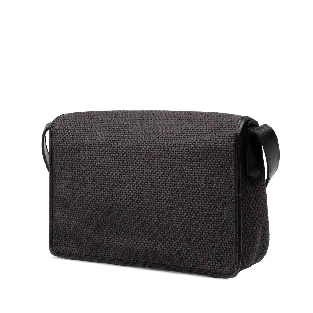 Saint Laurent Leather Trimmed Coated Canvas Crossbody Grey Canvas Very good - Back View
