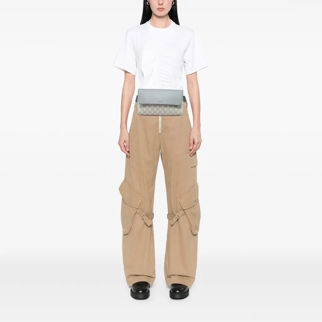 Gucci GG Supreme Flap Belt Bag Beige Canvas Very good - Box View