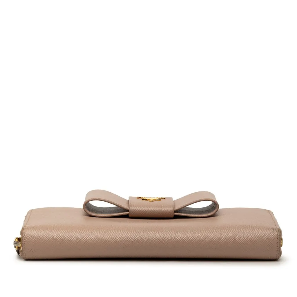 Prada Saffiano Fiocco Bow Long Wallet Brown Leather Very good - Inside View