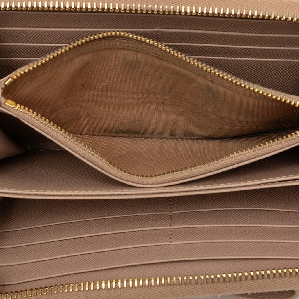 Prada Saffiano Fiocco Bow Long Wallet Brown Leather Very good - Model View