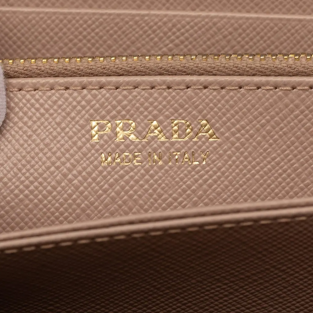 Prada Saffiano Fiocco Bow Long Wallet Brown Leather Very good - Box View